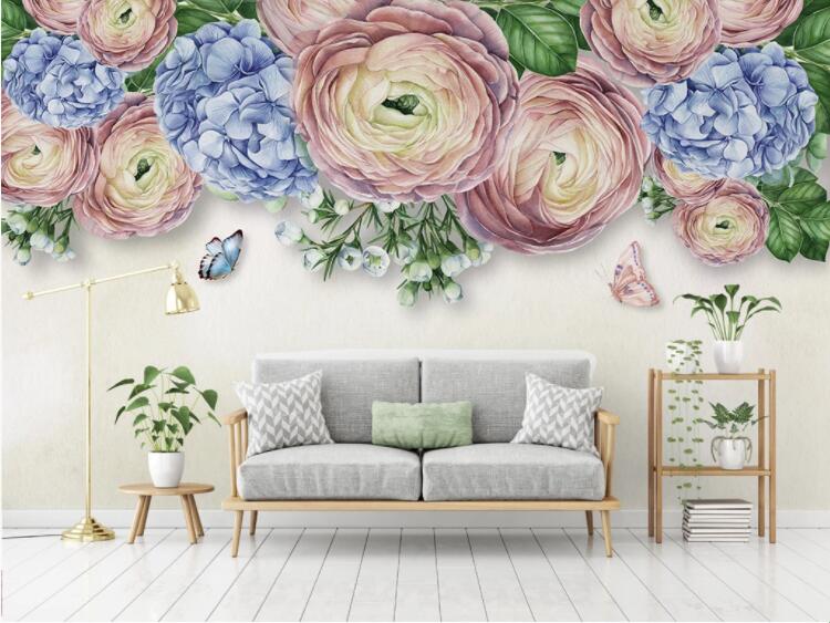 3D Peony Butterfly WC950 Wall Murals