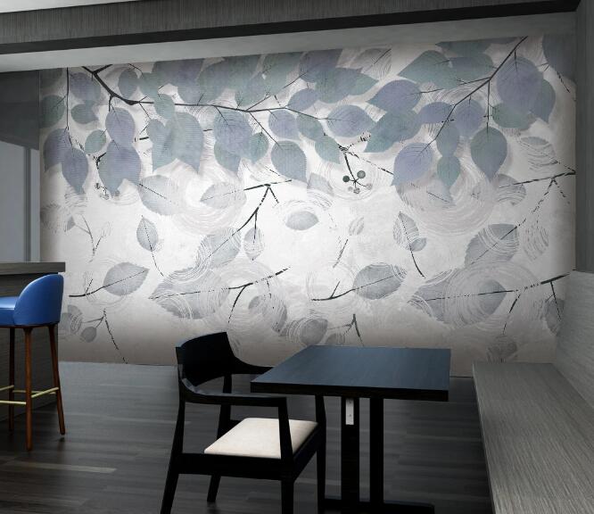 3D White Leaves WC1729 Wall Murals