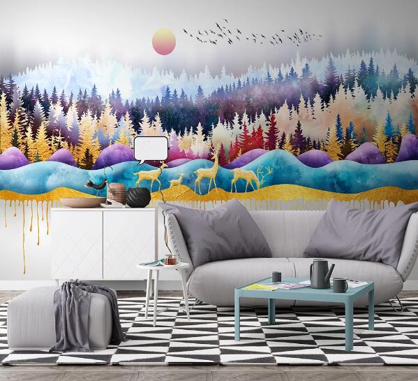 3D Colorful Woods WC1725 Wall Murals