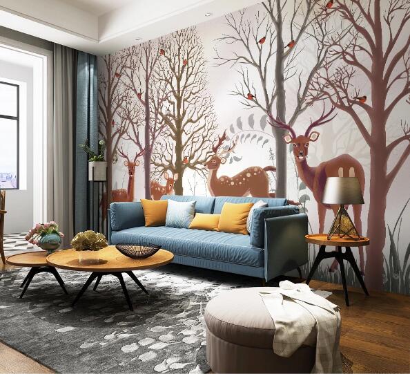 3D Running Sika Deer WC1686 Wall Murals