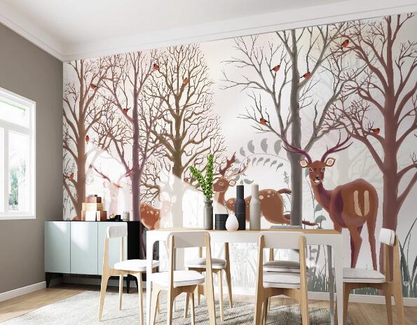 3D Running Sika Deer WC1686 Wall Murals