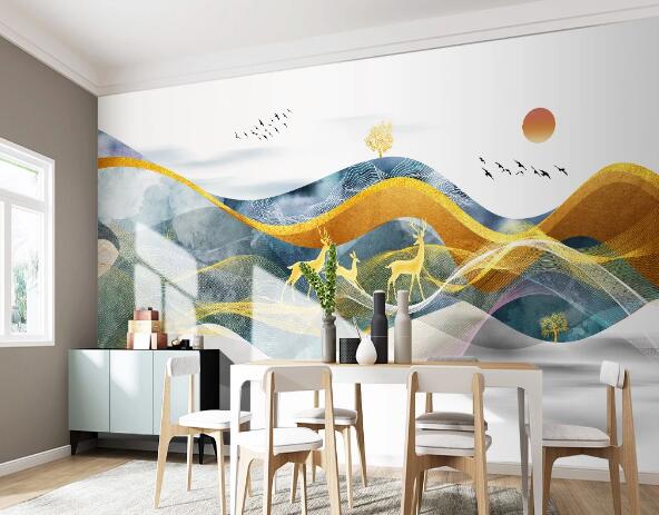 3D Yellow Deer WC1679 Wall Murals