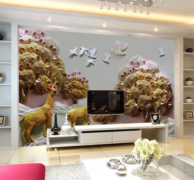 3D Yellow Deer WC865 Wall Murals