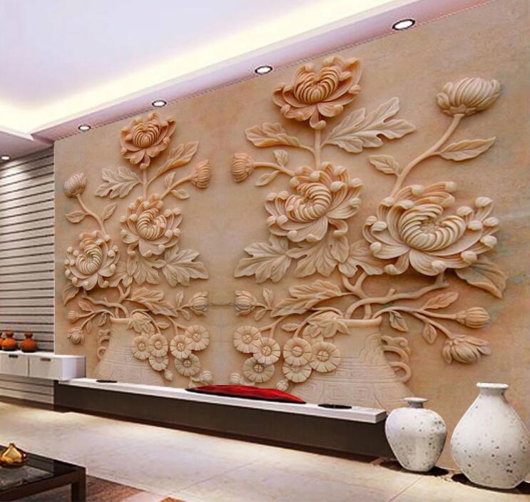 3D Carved Vase WC853 Wall Murals