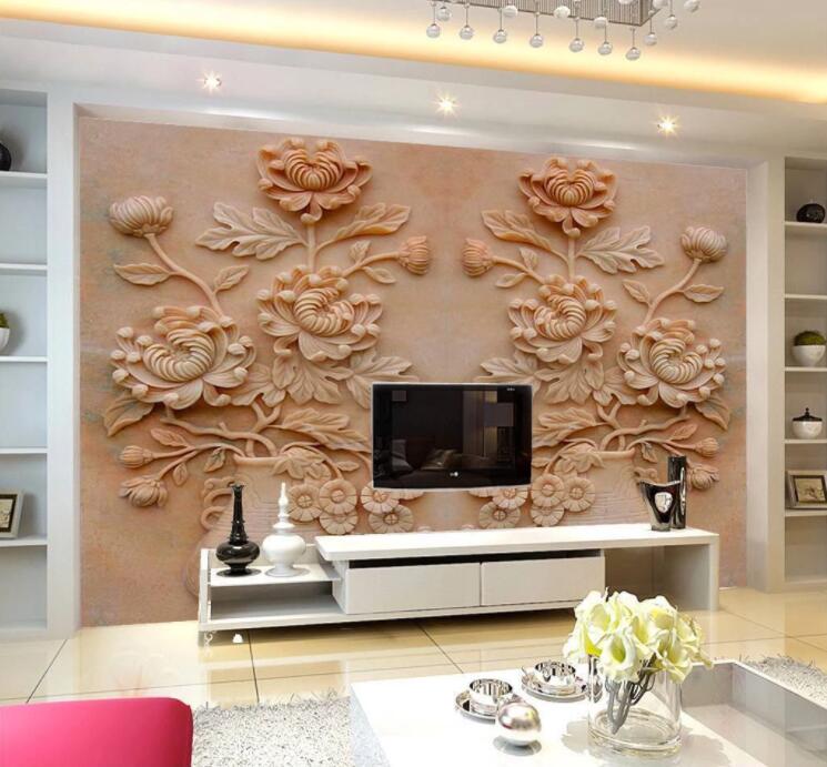 3D Carved Vase WC853 Wall Murals