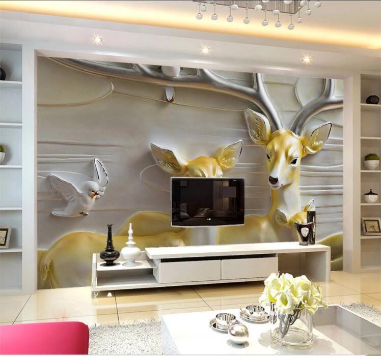 3D Yellow Deer WC855 Wall Murals