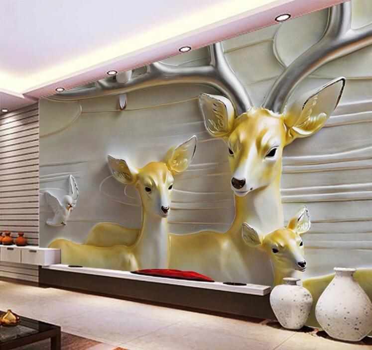 3D Yellow Deer WC855 Wall Murals