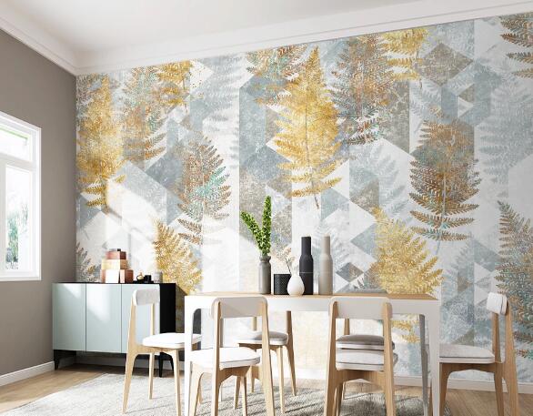 3D Yellow Leaves WC1522 Wall Murals