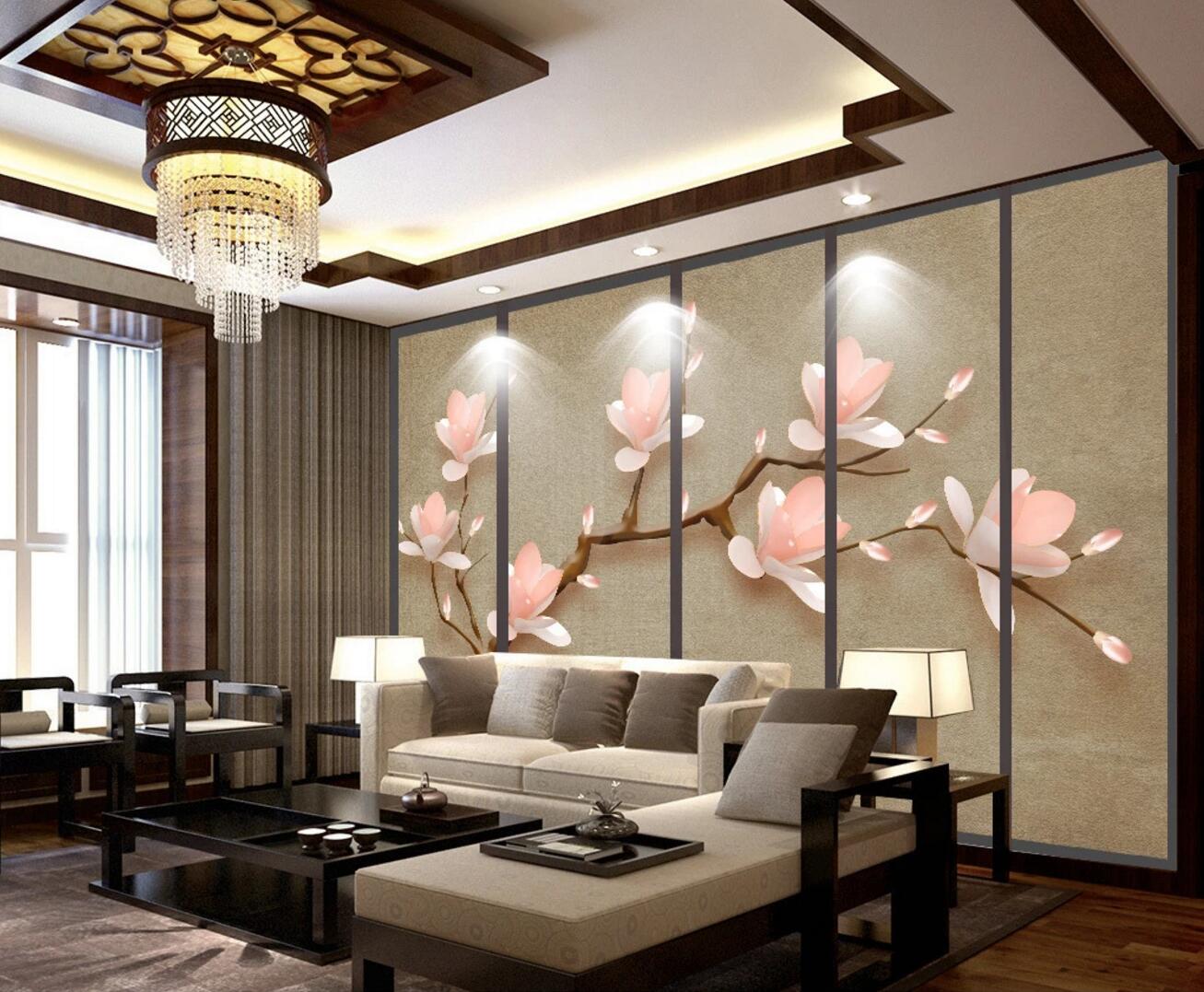 3D Pink Jade Flower WC370 Wall Murals