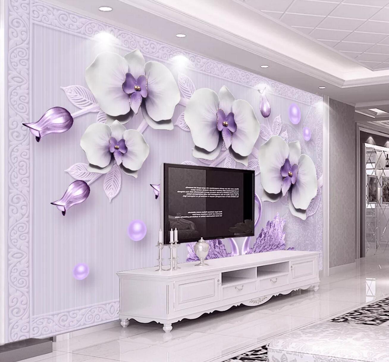 3D Purple Swan WC423 Wall Murals