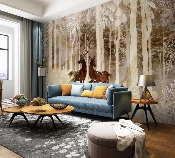 3D Sika Deer Woods WC1468 Wall Murals