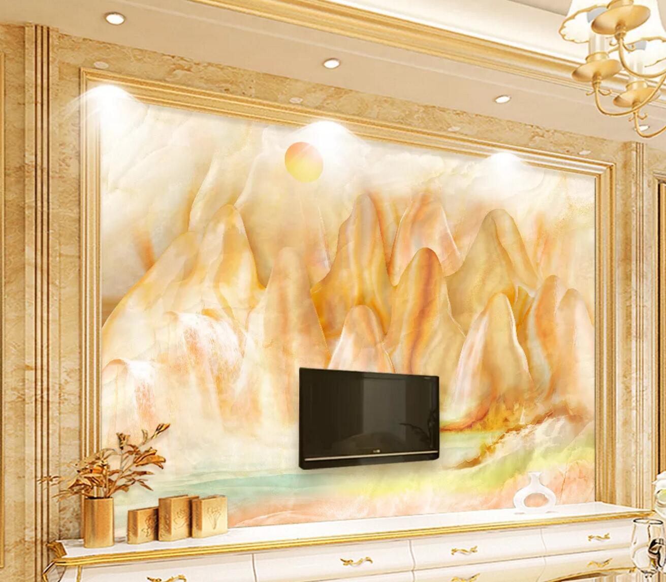 3D Yellow Mountain WC477 Wall Murals