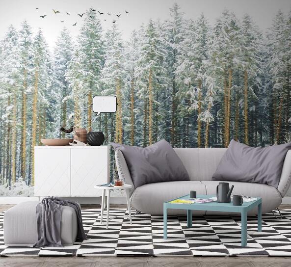 3D Forest Snow WC1458 Wall Murals