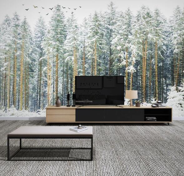 3D Forest Snow WC1458 Wall Murals