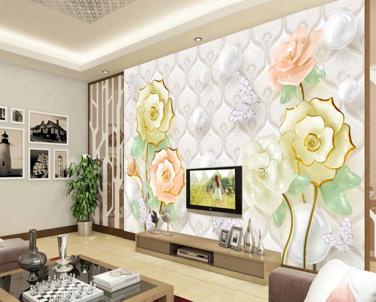 3D Pearl Butterfly WC529 Wall Murals