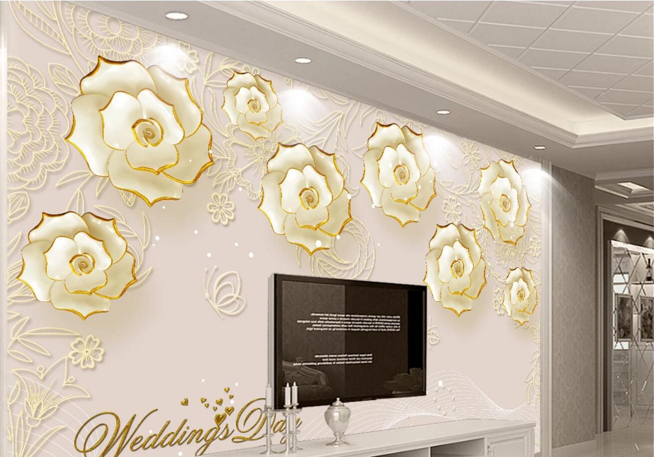 3D Ceramic Flower WC526 Wall Murals