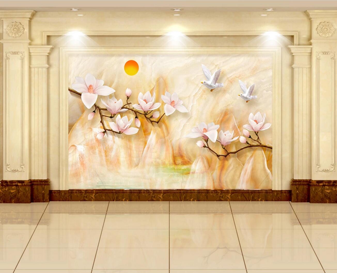 3D Sun White Bird WC489 Wall Murals