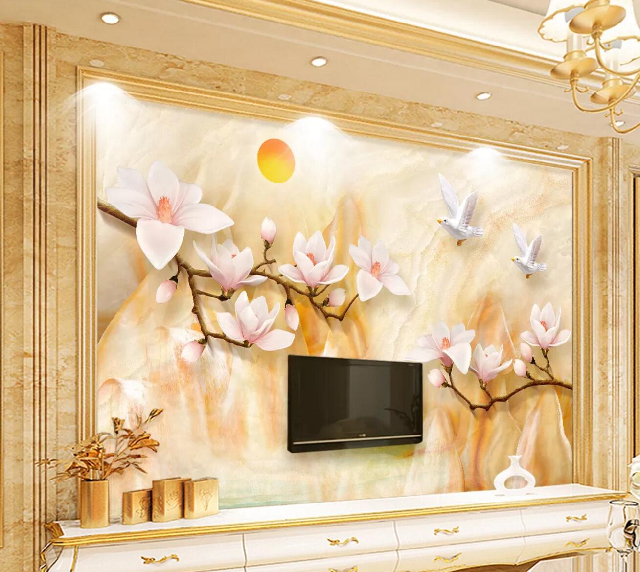 3D Sun White Bird WC489 Wall Murals