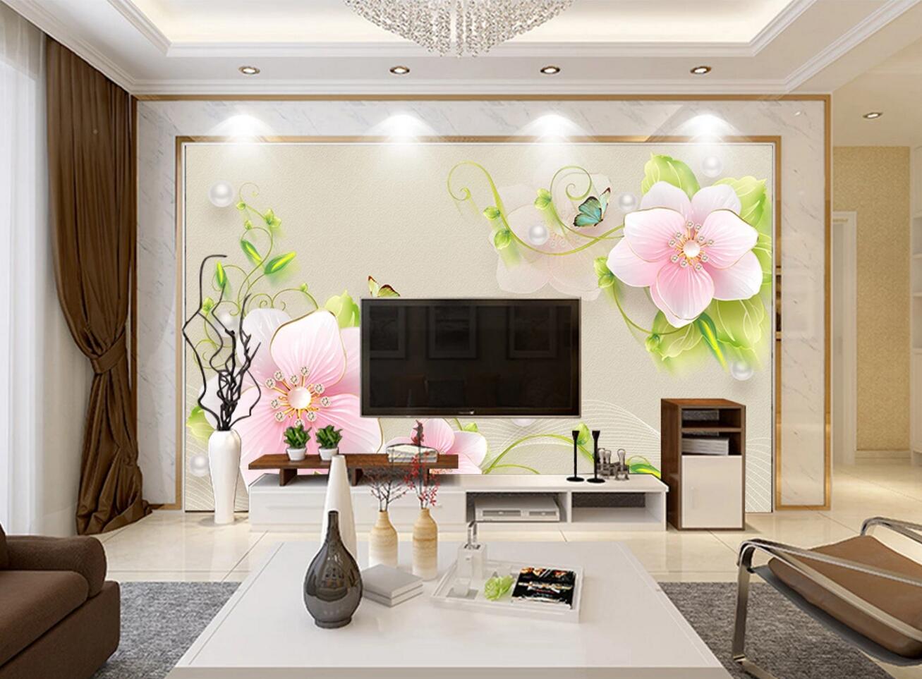 3D Ceramic Flower WC591 Wall Murals