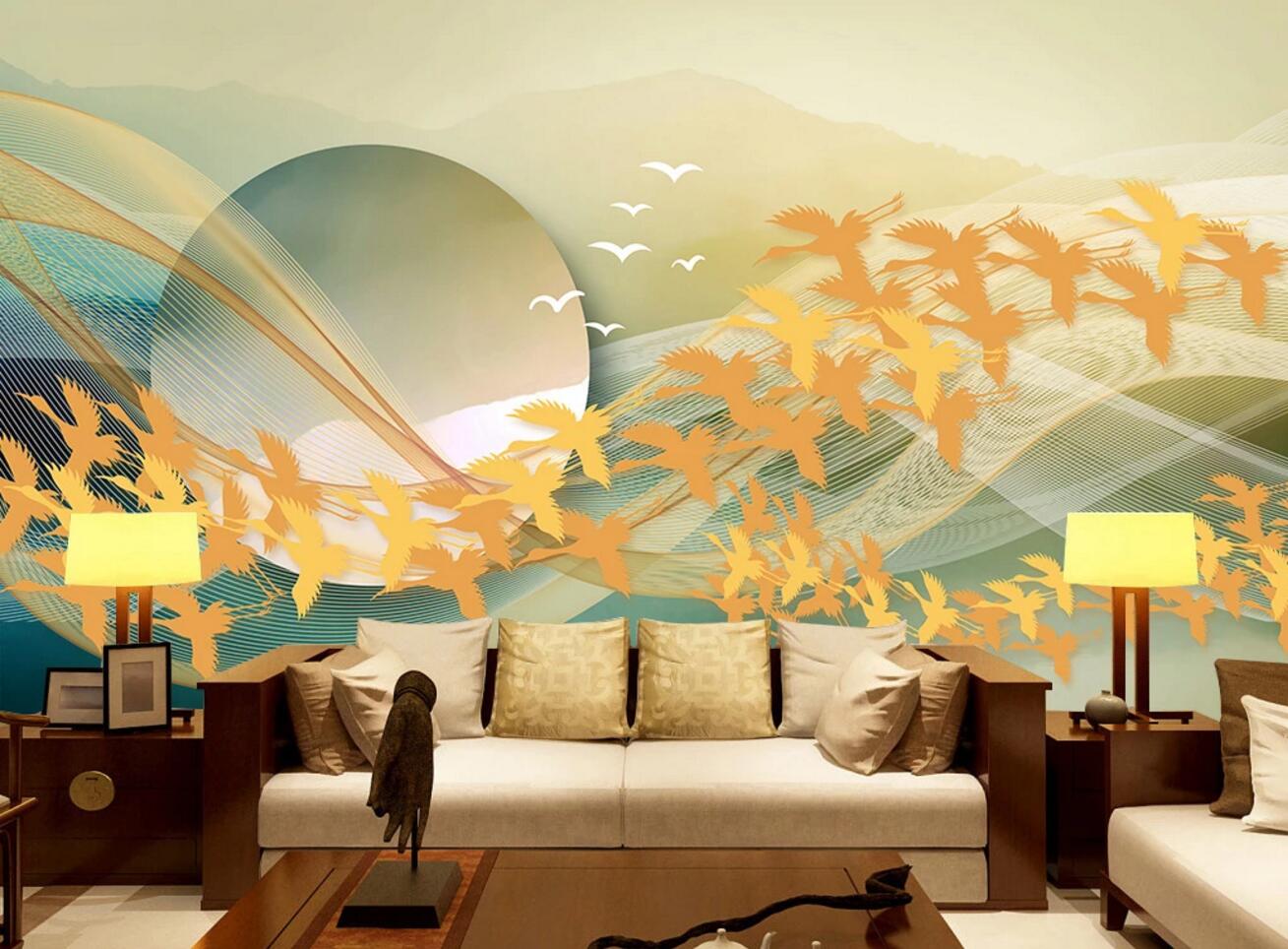 3D Rowing Bird WC588 Wall Murals