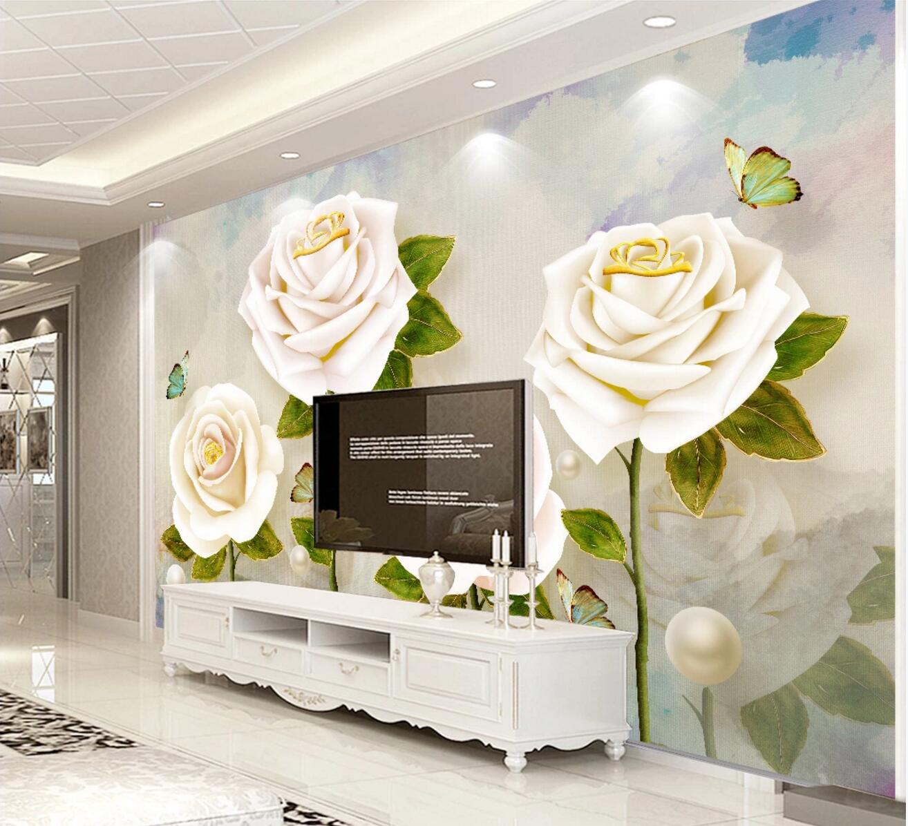 3D Rose Butterfly WC566 Wall Murals