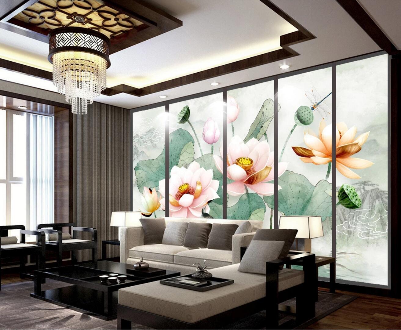 3D Beautiful Lotus WC559 Wall Murals