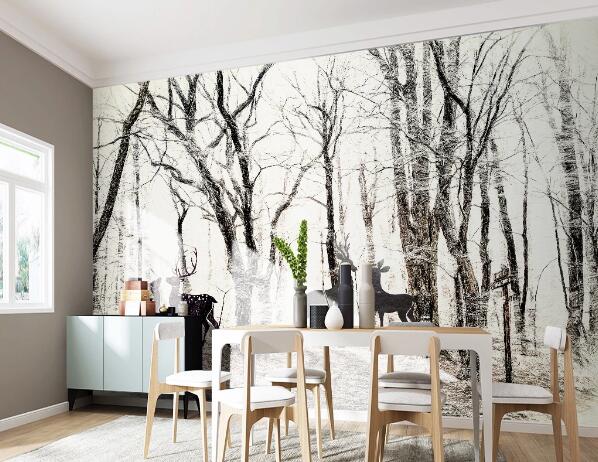 3D Sika Deer Woods WC1382 Wall Murals