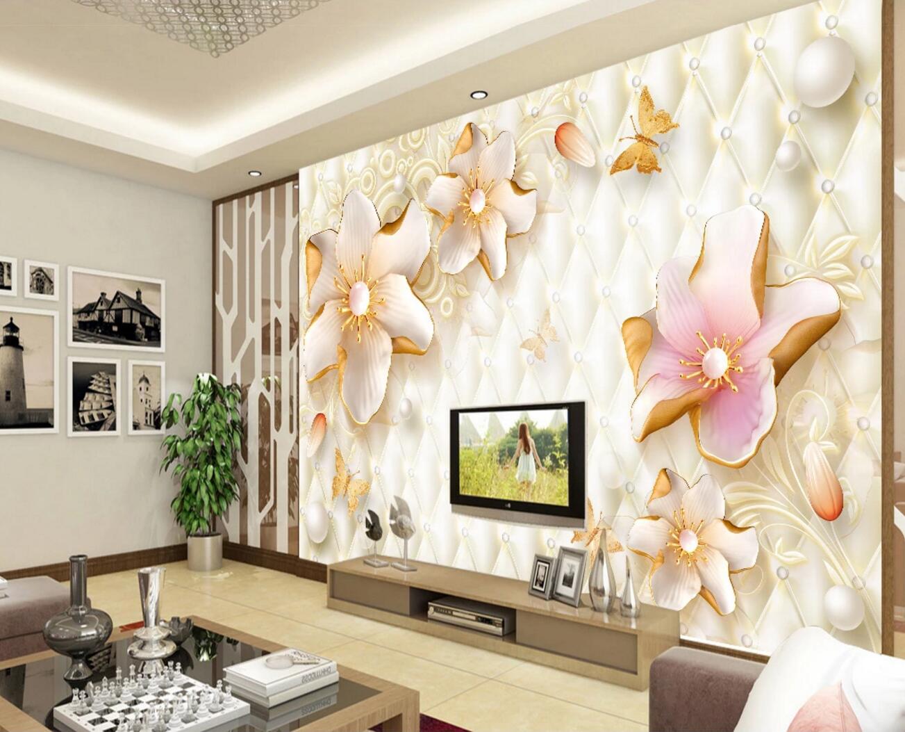 3D Yellow Peony WC691 Wall Murals