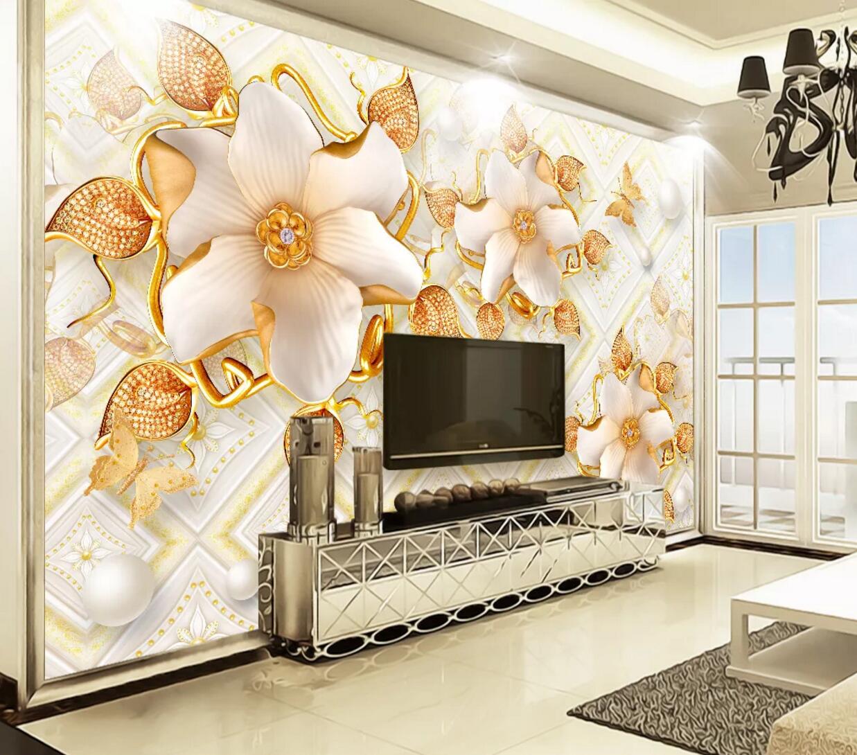 3D Yellow Flower WC688 Wall Murals