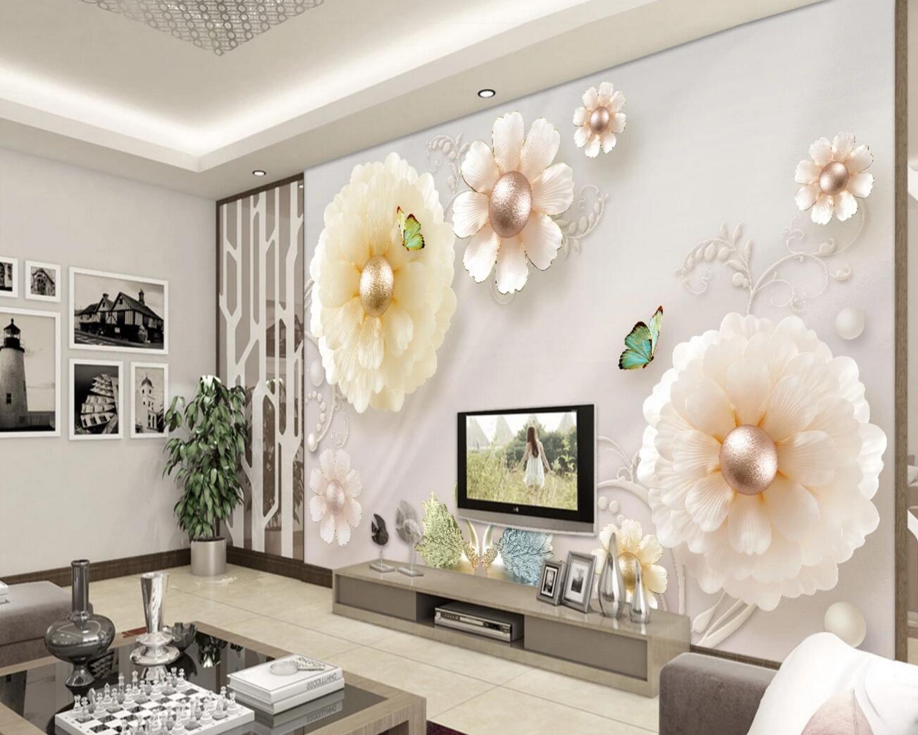 3D Silver Bead Flower WC792 Wall Murals