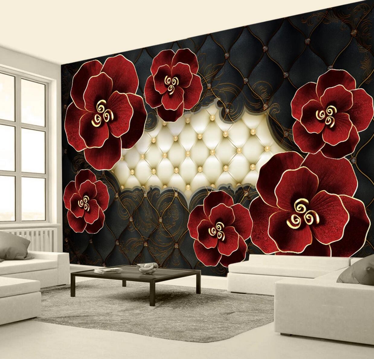 3D Red Flower WC784 Wall Murals