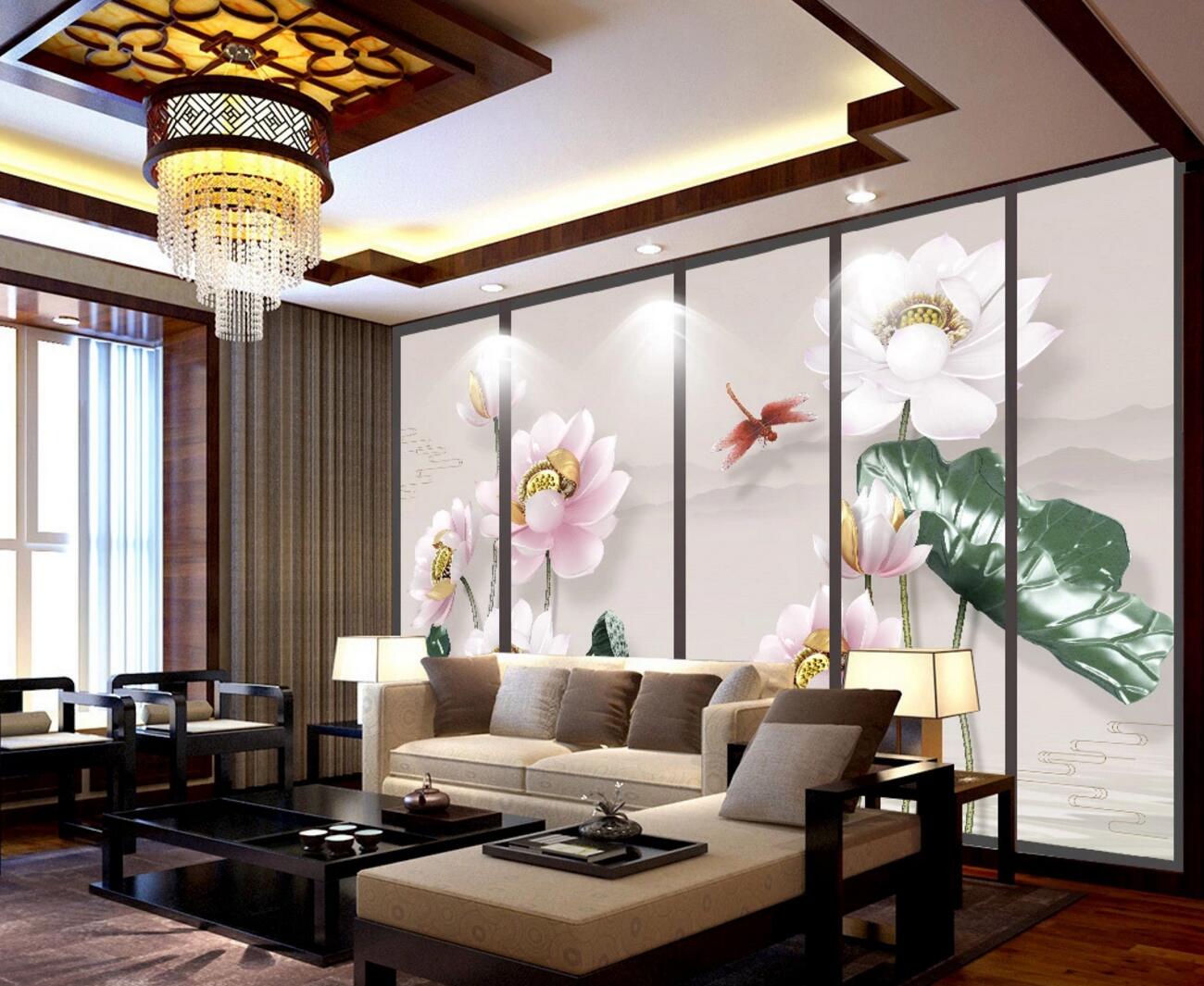 3D Lotus Blossoms WC1080 Wall Murals