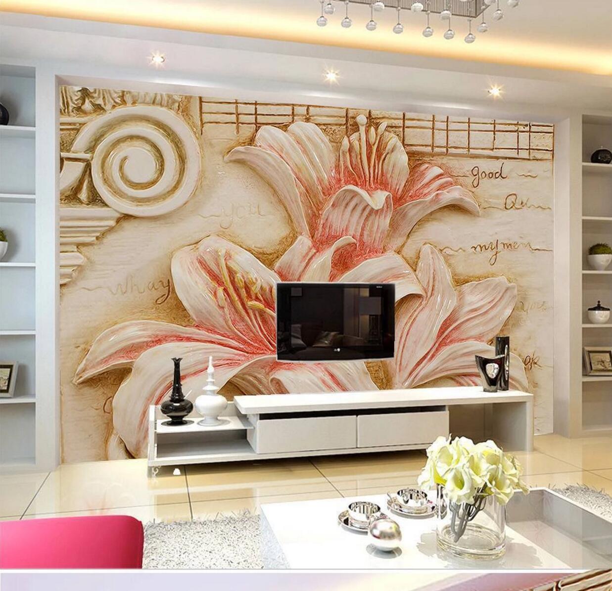 3D Carving Lily WC848 Wall Murals