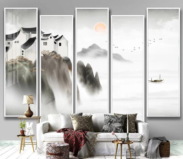 3D Town Mountain WC1960 Wall Murals