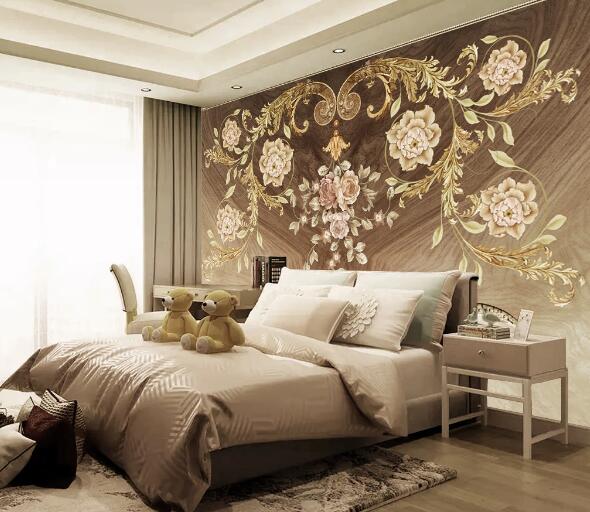 3D Peony Decoration WC1939 Wall Murals