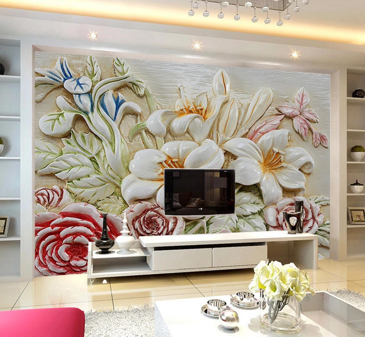 3D Carved Roses WC721 Wall Murals