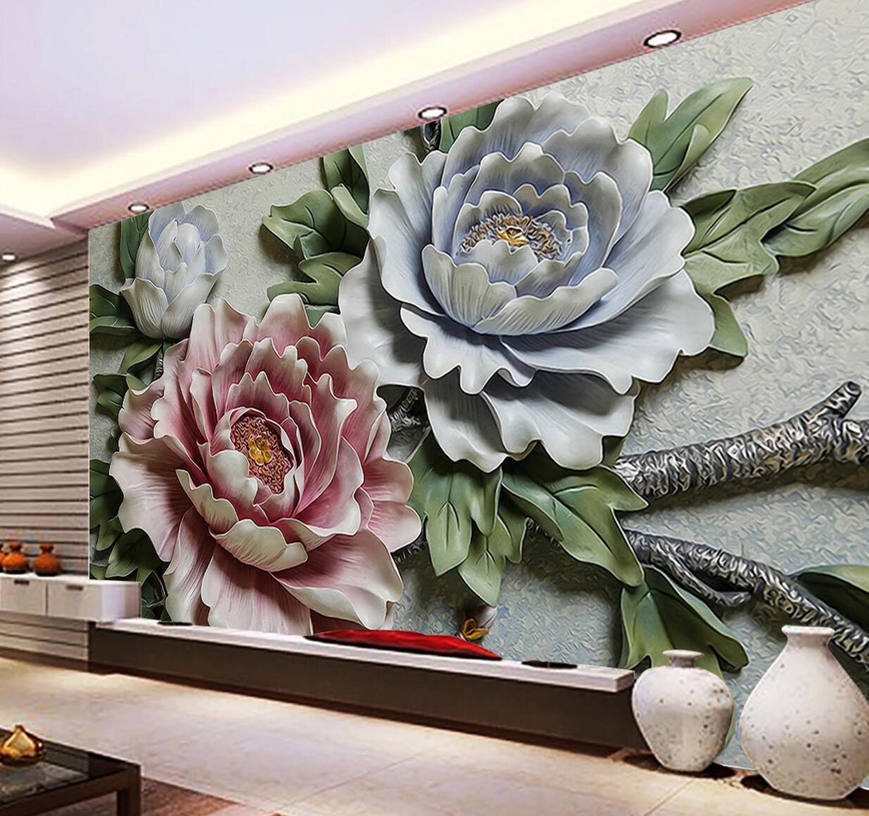 3D Pink Peony WC697 Wall Murals