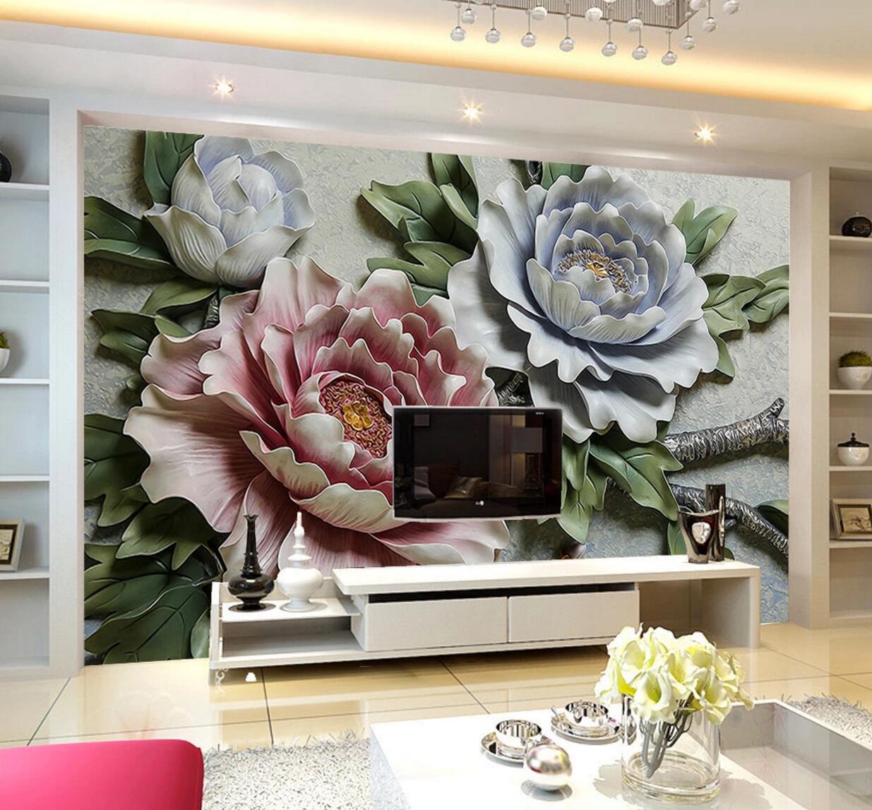 3D Pink Peony WC697 Wall Murals