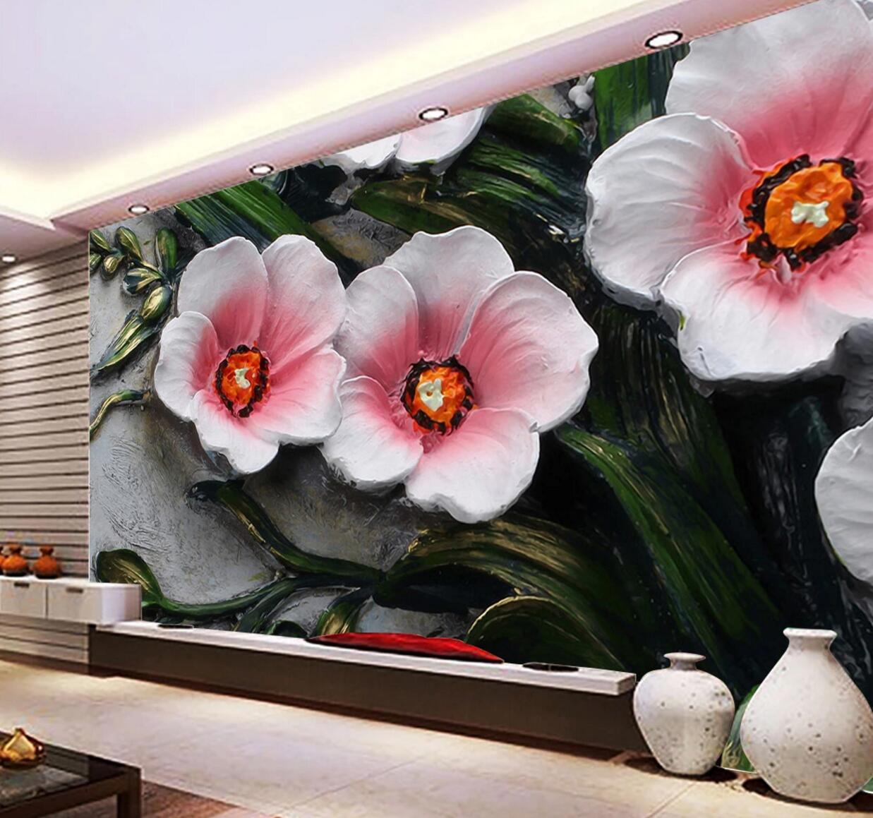 3D Carved Plum WC647 Wall Murals