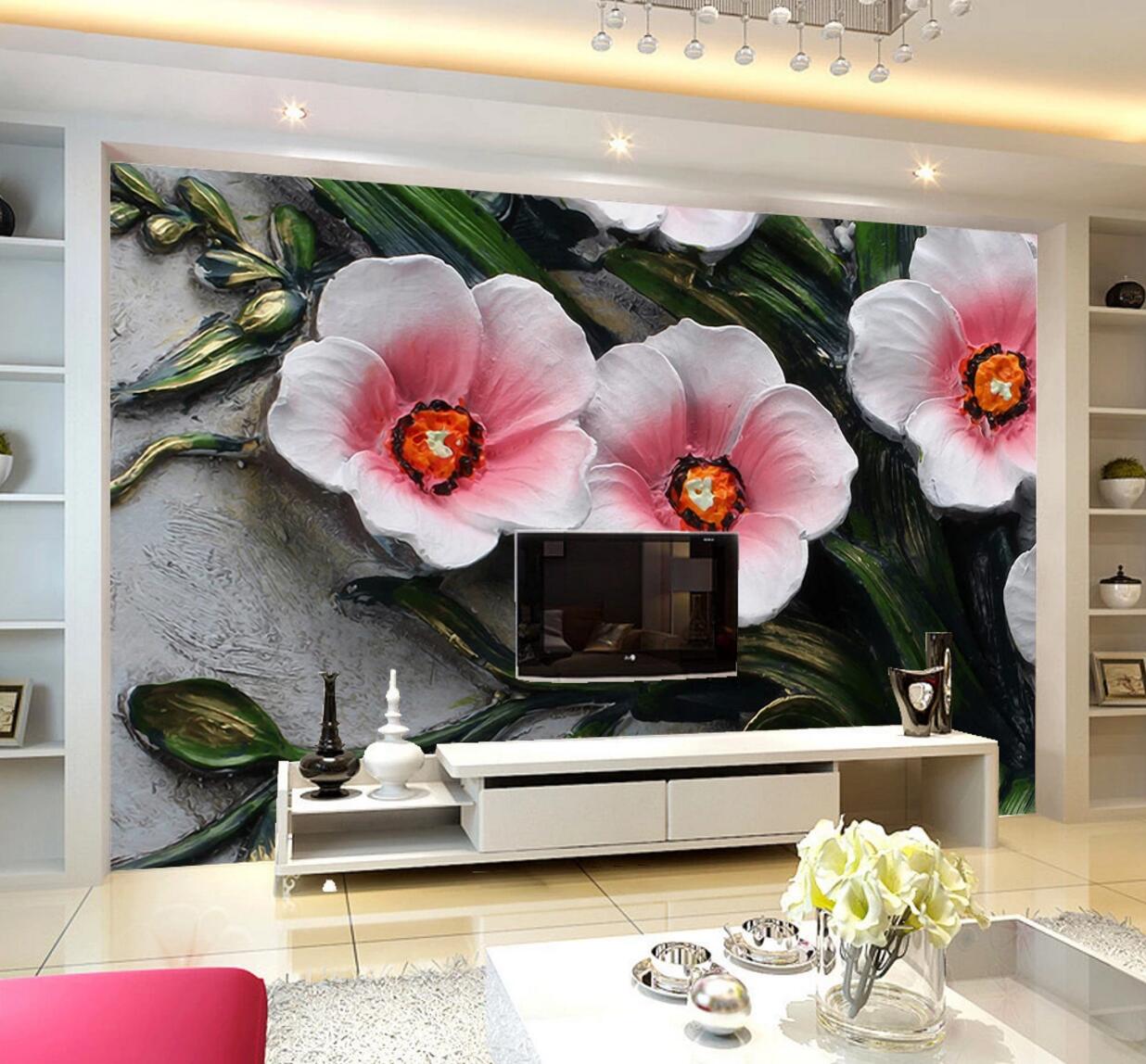 3D Carved Plum WC647 Wall Murals