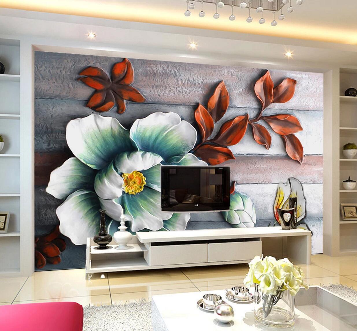 3D Green Flower WC640 Wall Murals