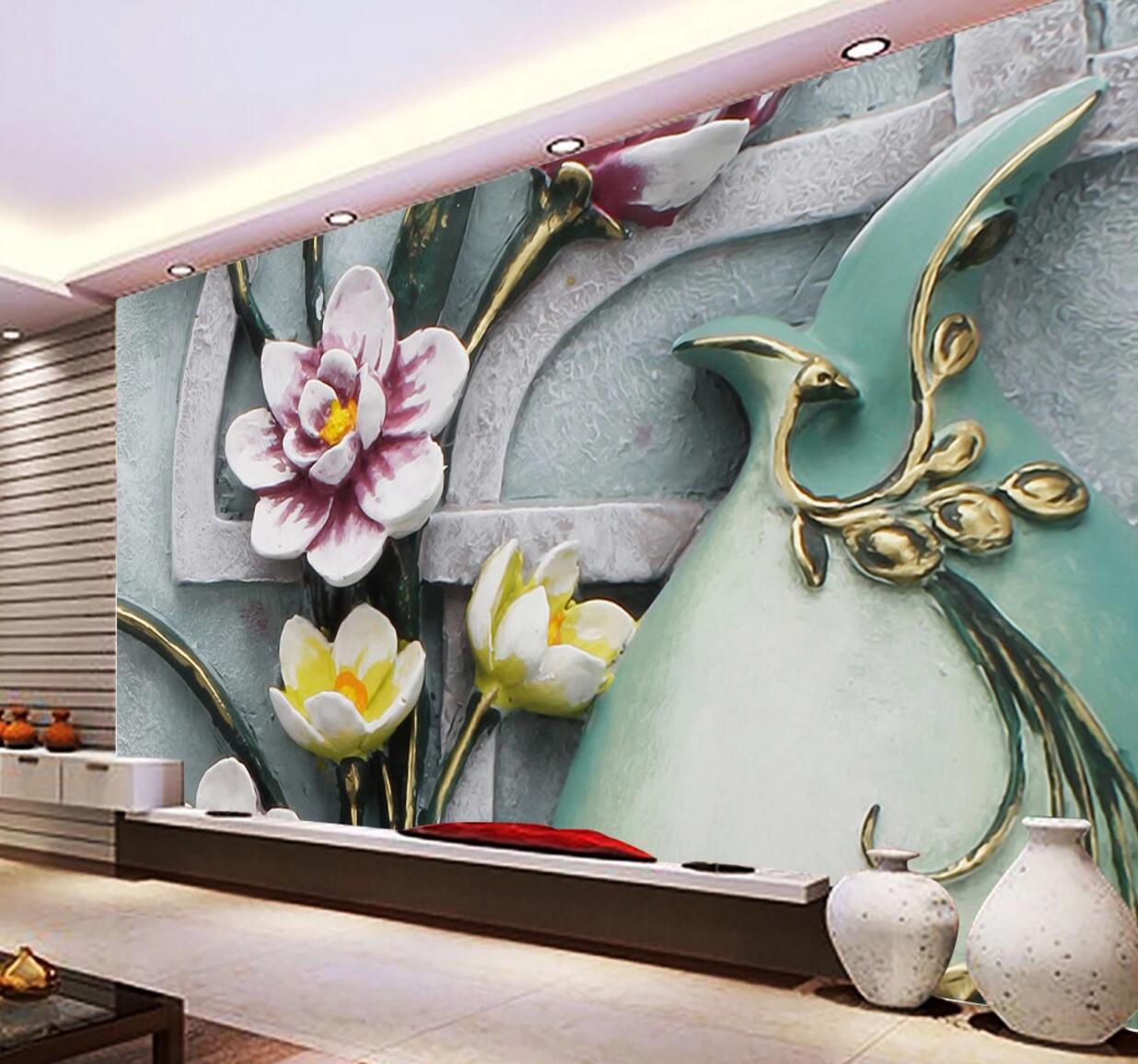 3D Purple Flower WC639 Wall Murals