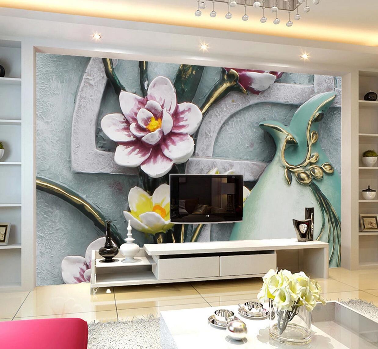 3D Purple Flower WC639 Wall Murals