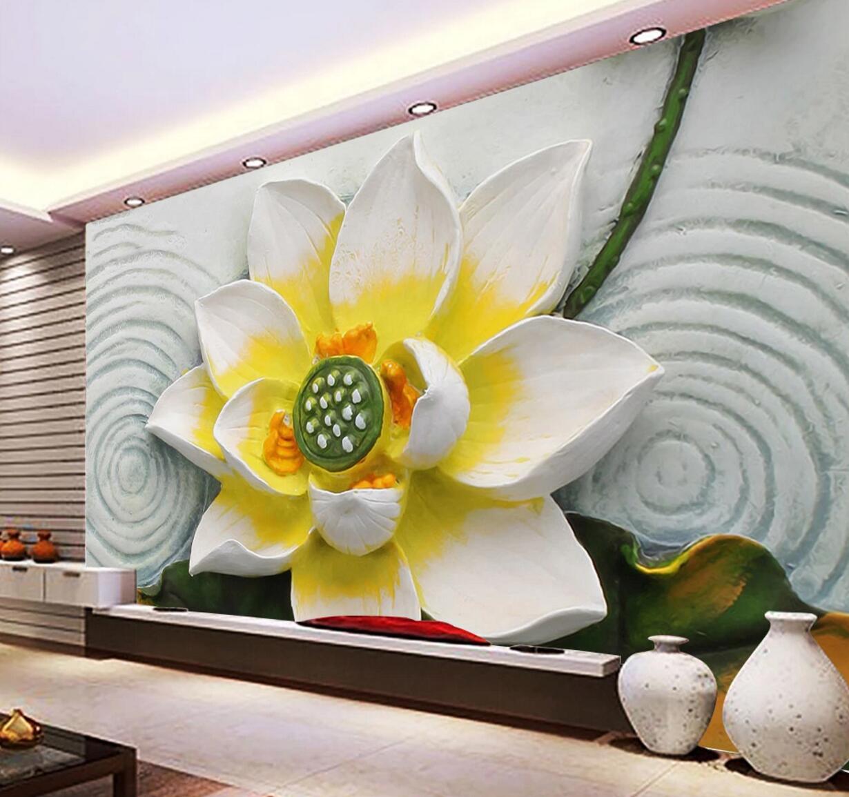 3D Lotus Decoration WC631 Wall Murals