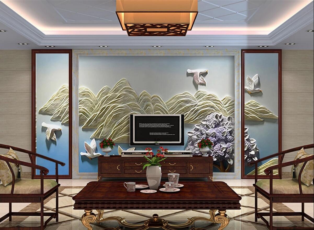 3D Mountain Pigeon WC610 Wall Murals