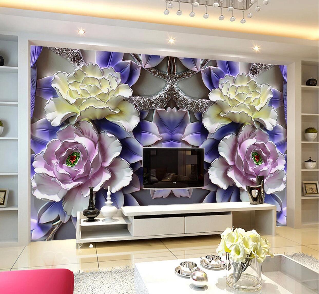 3D Ceramic Peony WC607 Wall Murals