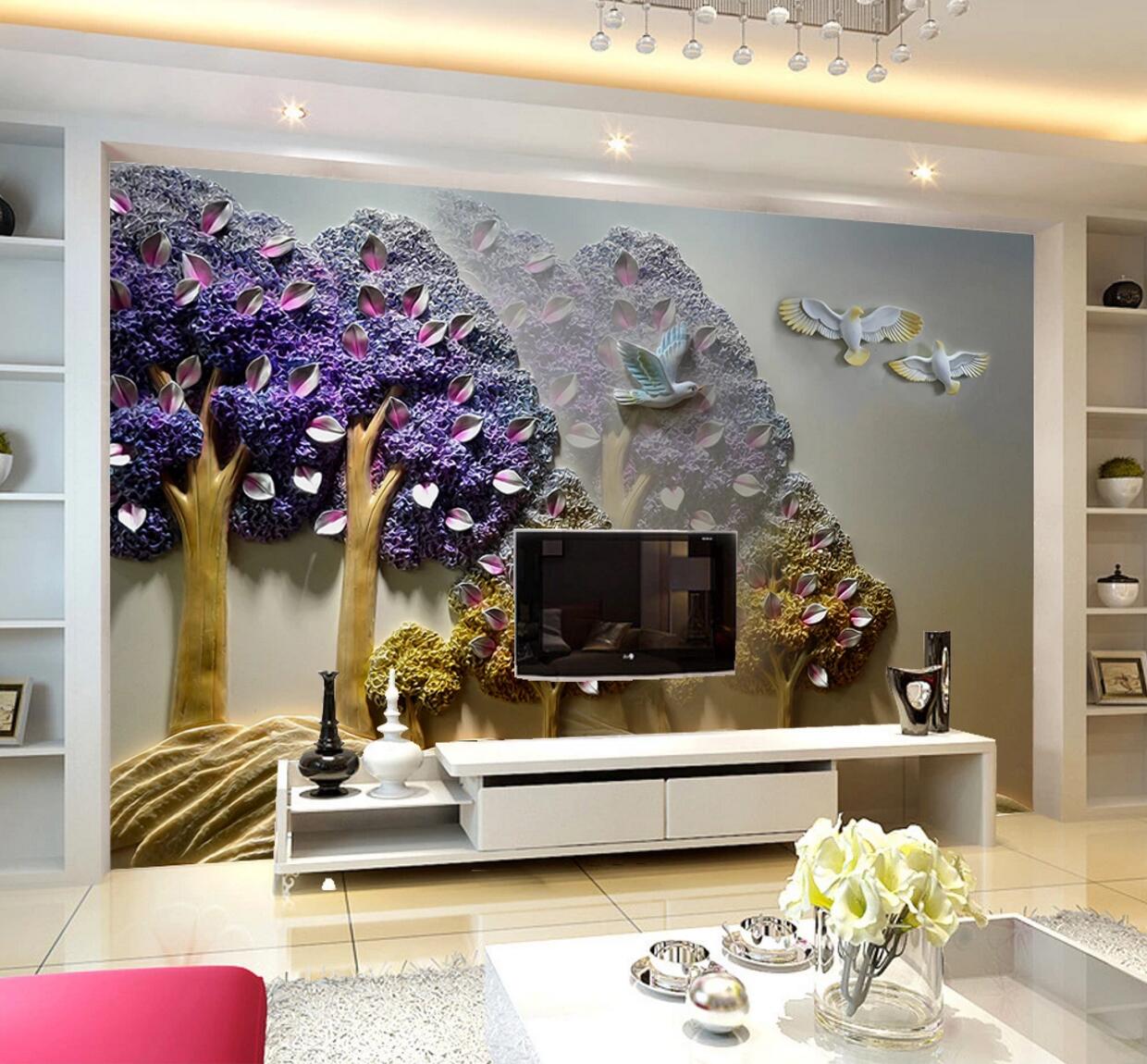 3D Purple Tree W603 Wall Murals