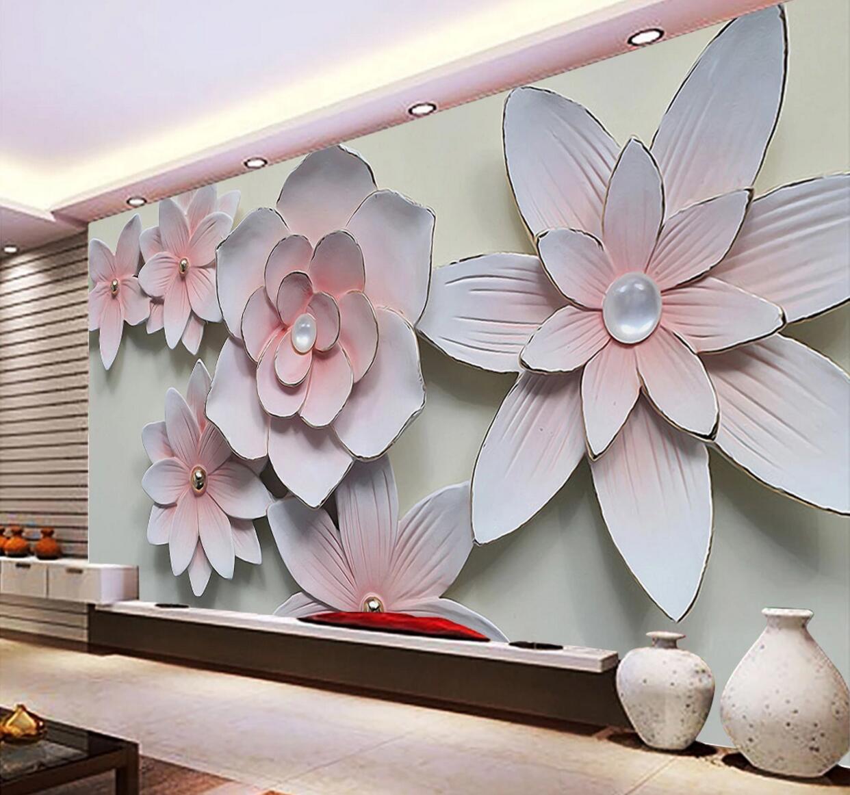 3D Pearl Flower WC578 Wall Murals