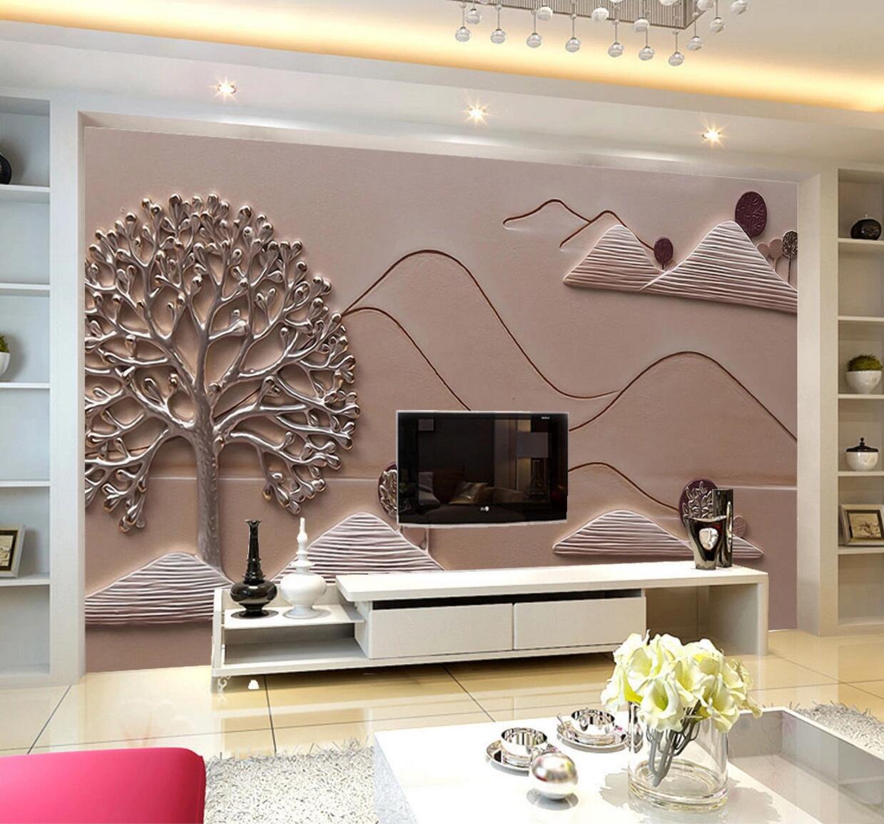 3D Silver Tree WC574 Wall Murals