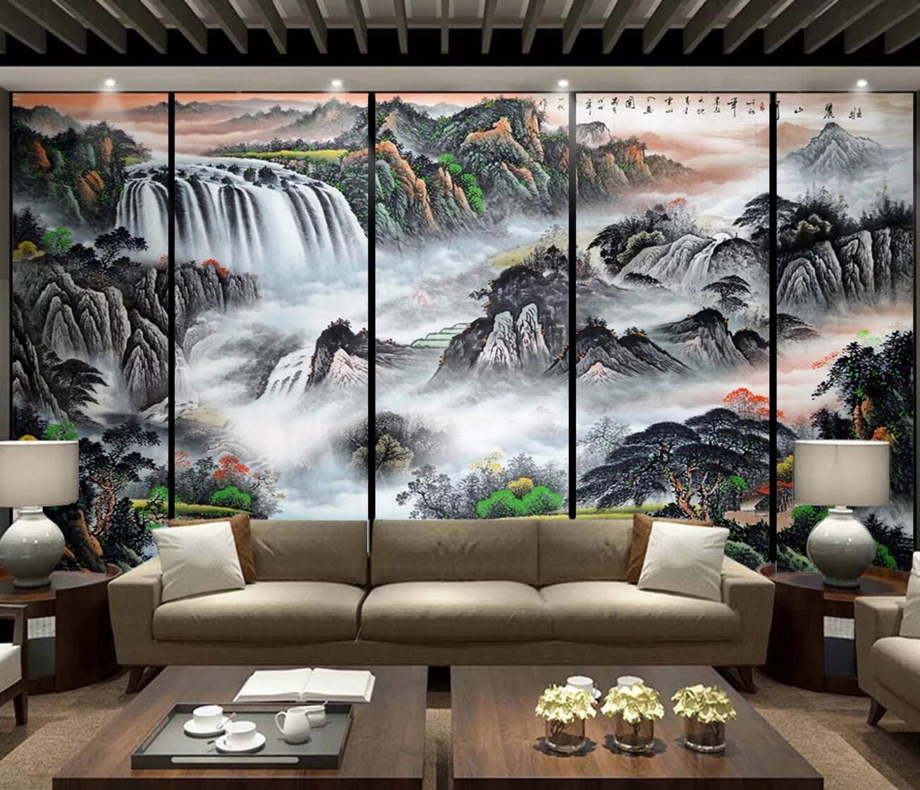 3D Waterfall Canyon WC1319 Wall Murals